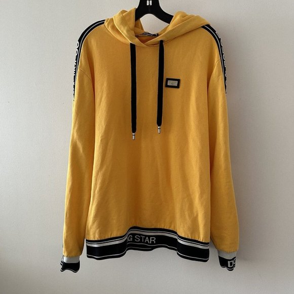 Dolce&Gabbana Hoodie Yellow Love Is Black Sz 46 IT 10 US DG Logo Sweatshirt - Picture 1 of 10